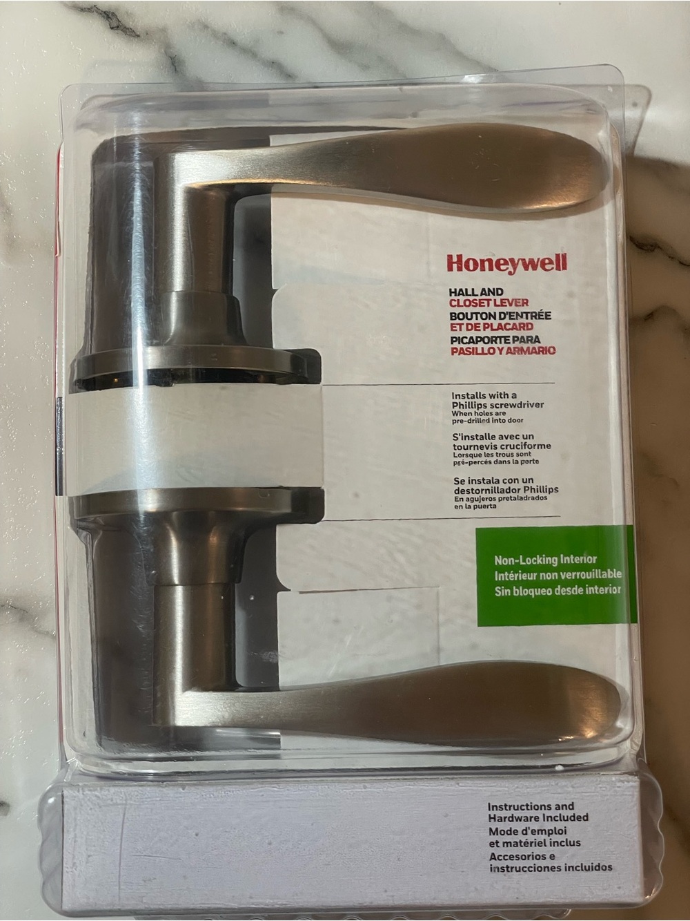 Honeywell Interior Non Locking Door Handle – Satin Nickel, Item # 8108722